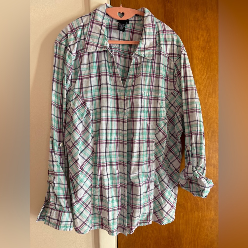 Torrid Plaid Button-Up Shirt Size 3 - Picture 2 of 8